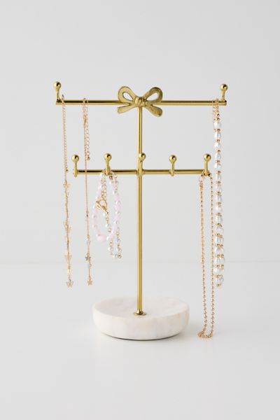 Serena Bow Marble Base Jewelry Stand