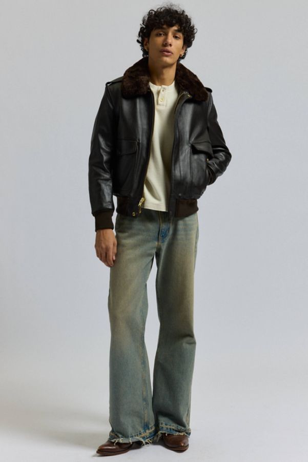 Slide View: 3: Schott A-2 Naked Cowhide Leather Jacket