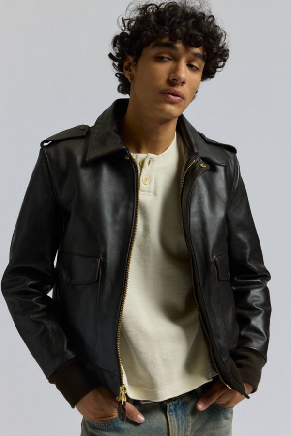 Slide View: 5: Schott A-2 Naked Cowhide Leather Jacket