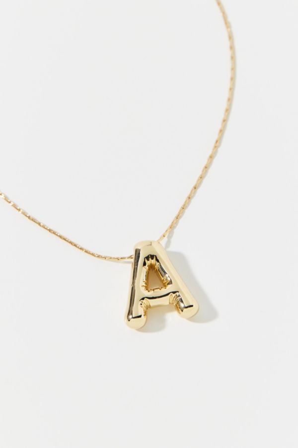 Slide View: 2: 14k Gold Plated Bubble Initial Charm Necklace