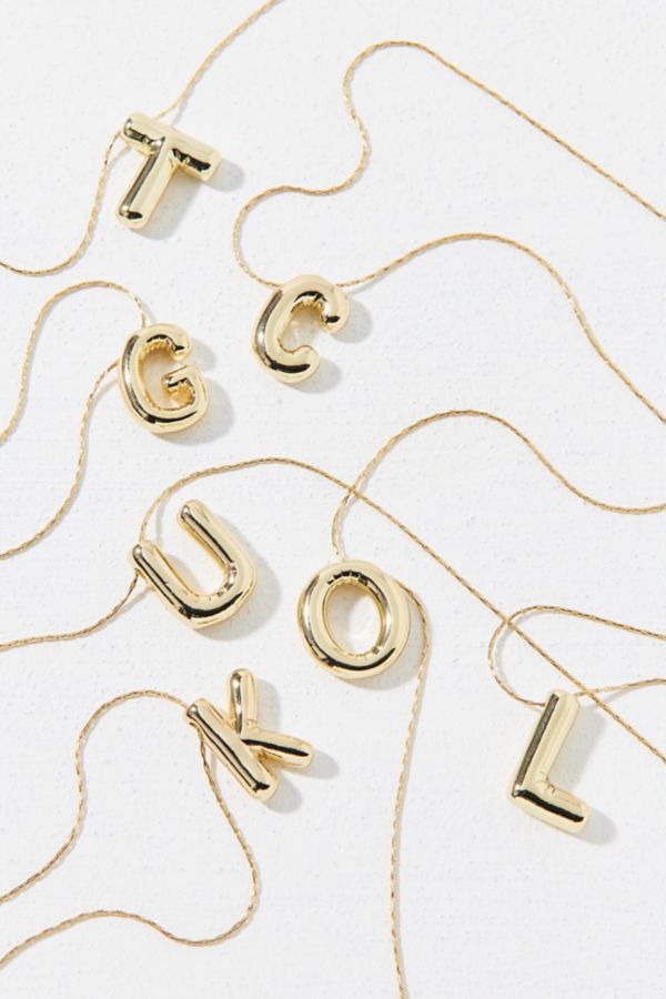 Slide View: 4: 14k Gold Plated Bubble Initial Charm Necklace