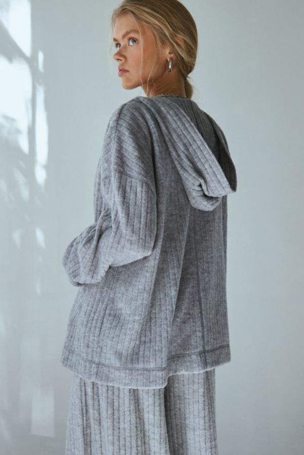 Slide View: 3: Out From Under Poppy Ribbed Knit Hooded Cardigan