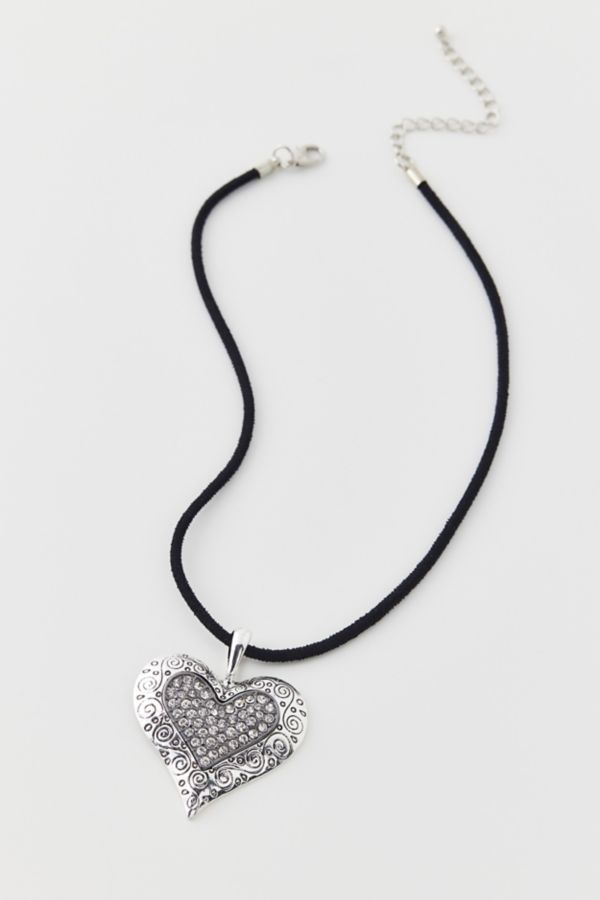 Slide View: 2: Viv Heart Pendant Corded Necklace