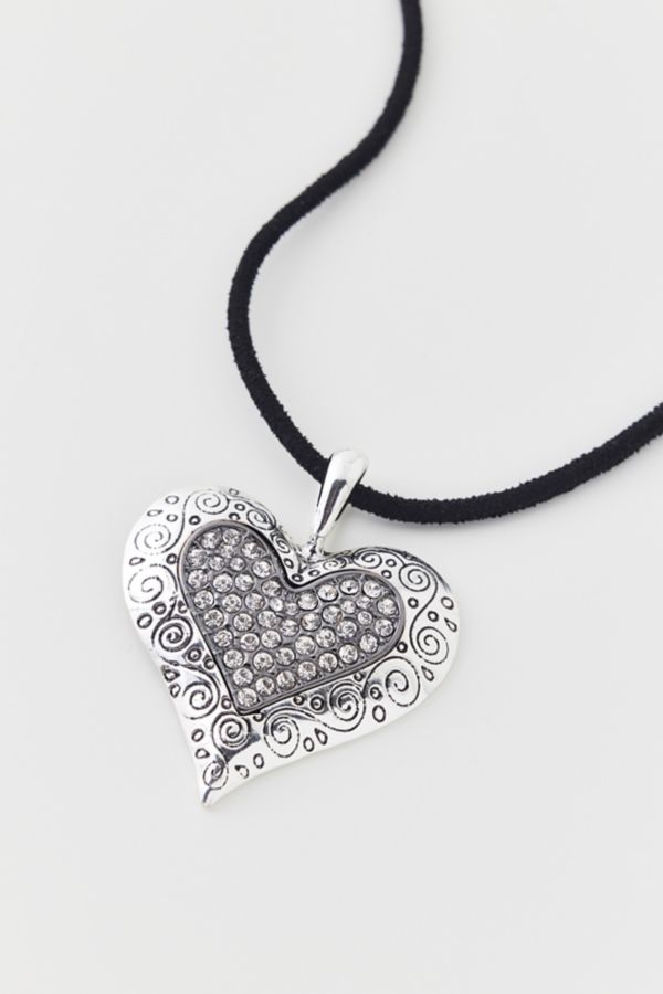 Slide View: 3: Viv Heart Pendant Corded Necklace