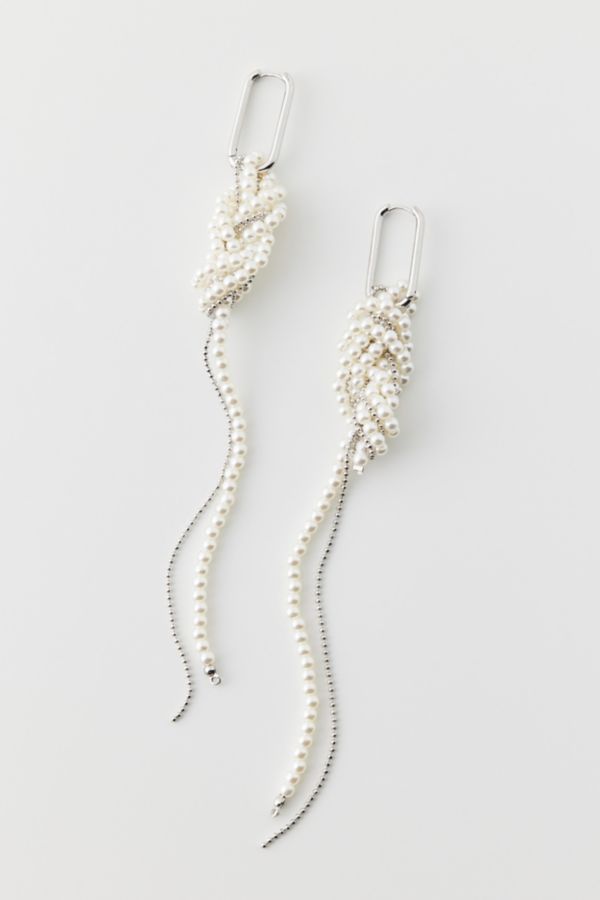 Slide View: 1: Knotted Pearl Hoop Earring