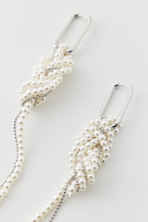 Slide View: 2: Knotted Pearl Hoop Earring