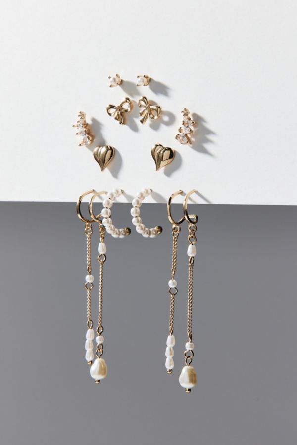 Slide View: 3: Ensemble d'Ornements Boucles d'Oreilles Luna Strass & Perle