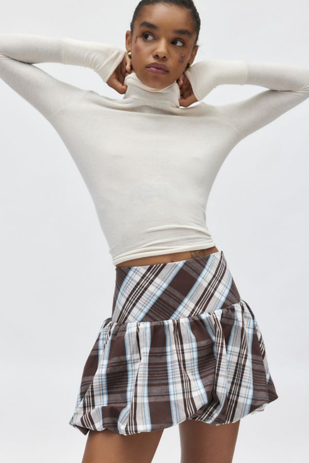 Slide View: 1: Urban Renewal Remnants Plaid Bubble Hem Mini Skirt