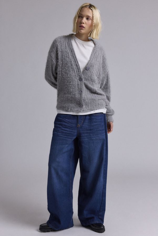 Slide View: 3: Urban Renewal Remnants Textured Fuzzy Knit Oversized Cardigan