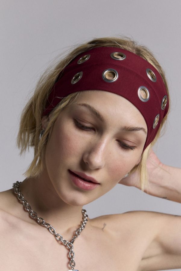 Slide View: 1: Grommet Soft And Stretchy Wide Headband