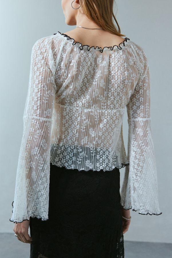 Slide View: 4: Kimchi Blue Lovisa Lace Plisse Flyaway Blouse