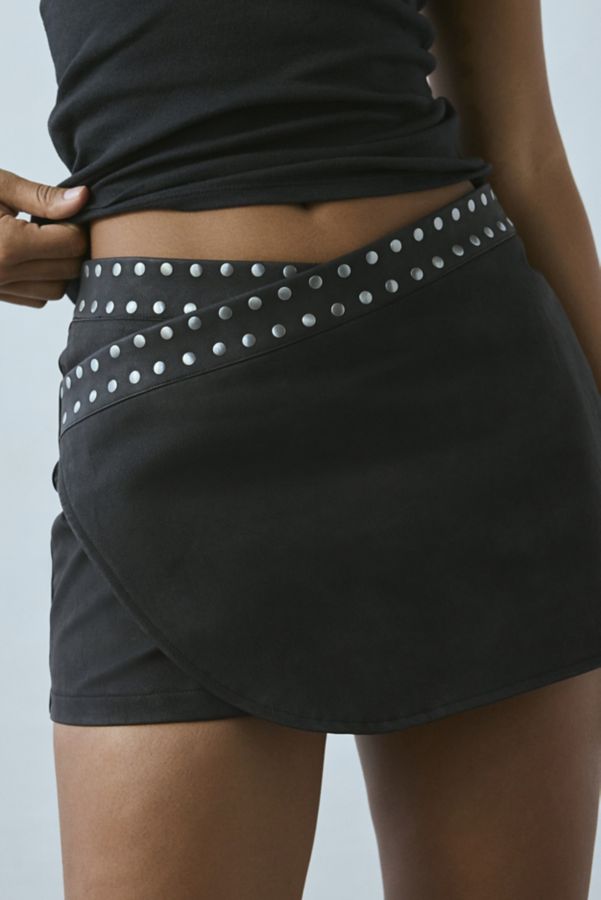 Slide View: 1: Silence + Noise Alina Studded Faux Leather Micro Skirt