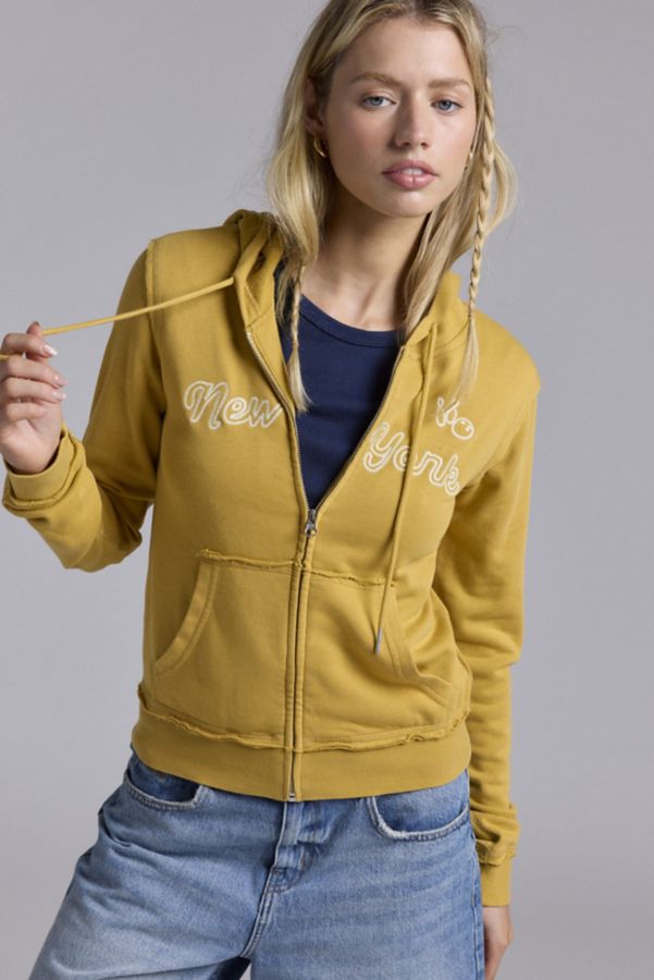 Slide View: 1: BDG Avril Bowling Embroidered Graphic Zip-Up Hoodie Sweatshirt