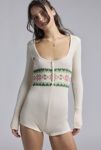 Thumbnail View 1: Out From Under Lounge Around Waffle Knit Fairisle Romper