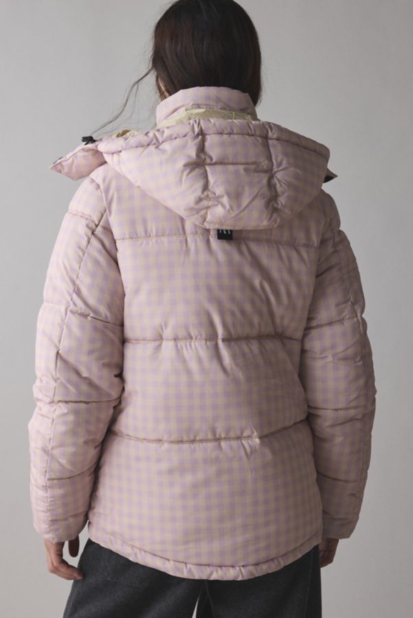 Slide View: 4: The Very Warm Pink Gingham Check Hooded Puffer Coat