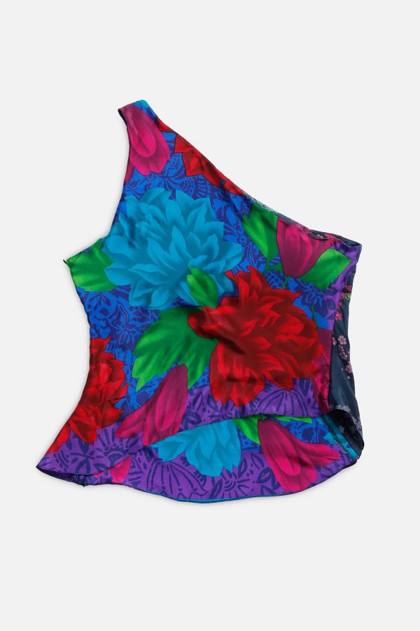 Slide View: 2: Rework Silk Scarf Ruche Tank 003