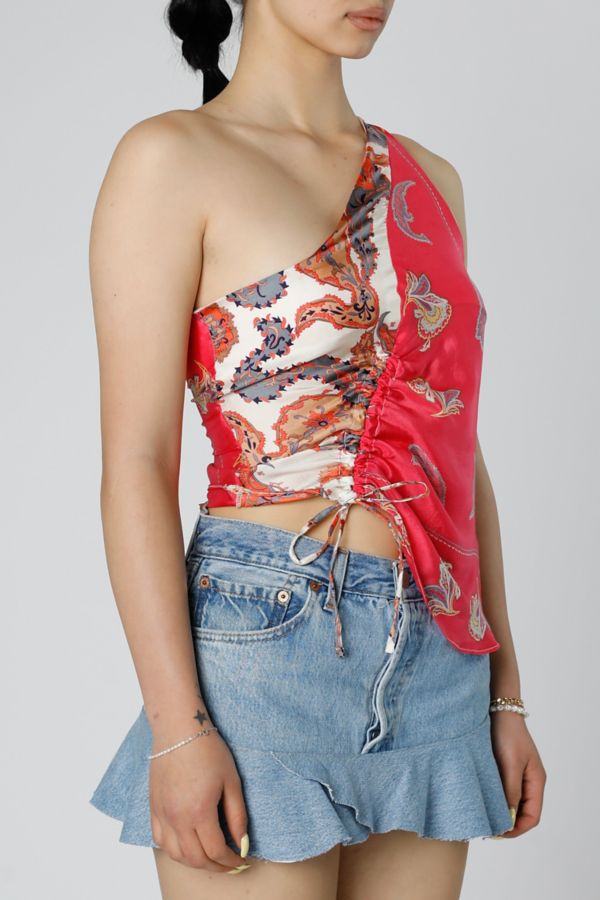 Slide View: 1: Rework Silk Scarf Ruche Tank 019