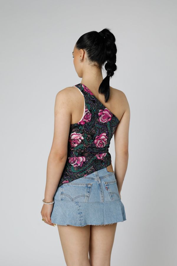 Slide View: 3: Rework Silk Scarf Ruche Tank 016