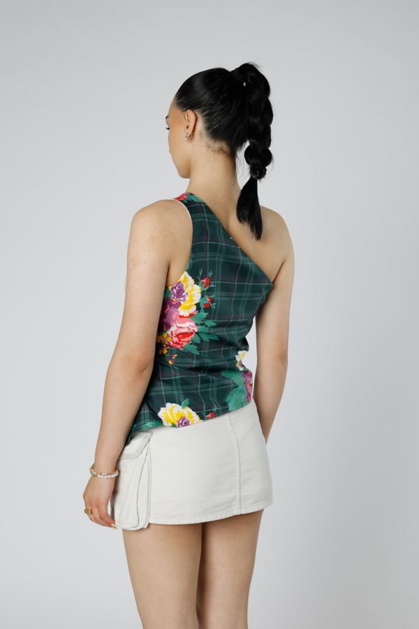 Slide View: 3: Rework Silk Scarf Ruche Tank 006