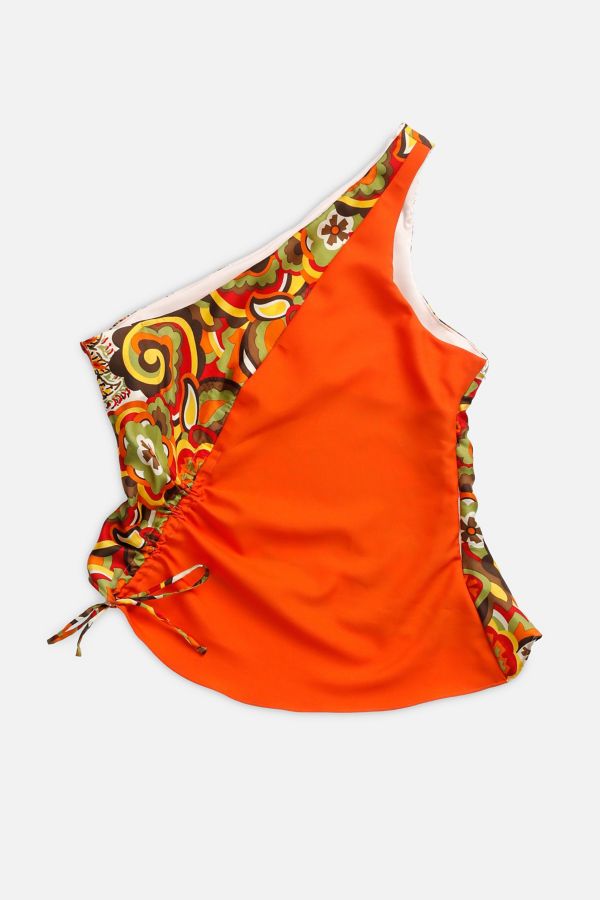 Slide View: 1: Rework Silk Scarf Ruche Tank 020