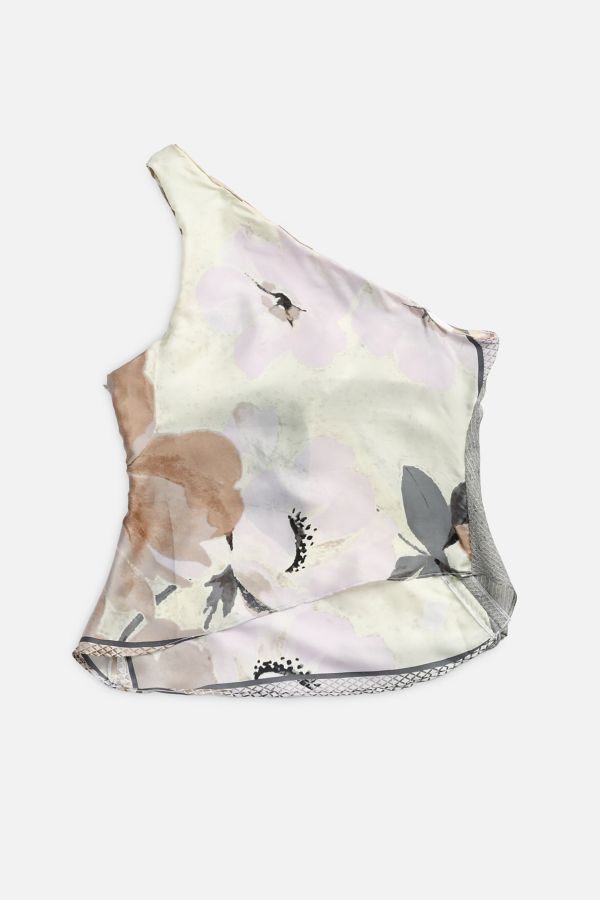 Slide View: 2: Rework Silk Scarf Ruche Tank 029