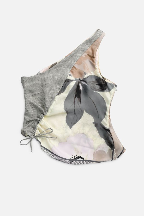 Slide View: 1: Rework Silk Scarf Ruche Tank 029