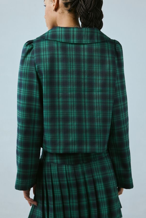 Slide View: 4: Neon Rose Macy Plaid Tartan Cropped Jacket