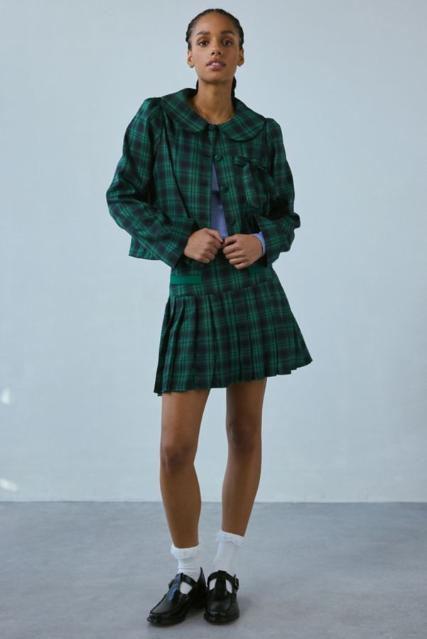 Slide View: 1: Neon Rose Macy Plaid Tartan Cropped Jacket