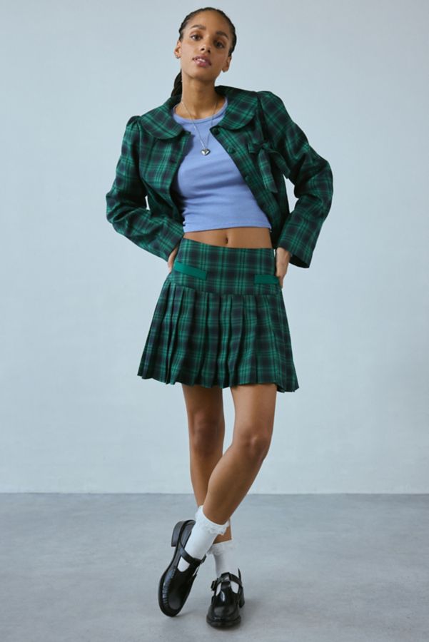 Slide View: 2: Neon Rose Macy Plaid Tartan Pleated Mini Skirt