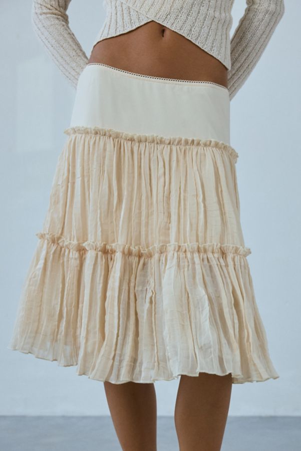 Slide View: 3: Motel Anahita Tiered Chiffon Midi Skirt