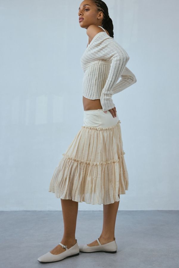 Slide View: 4: Motel Anahita Tiered Chiffon Midi Skirt