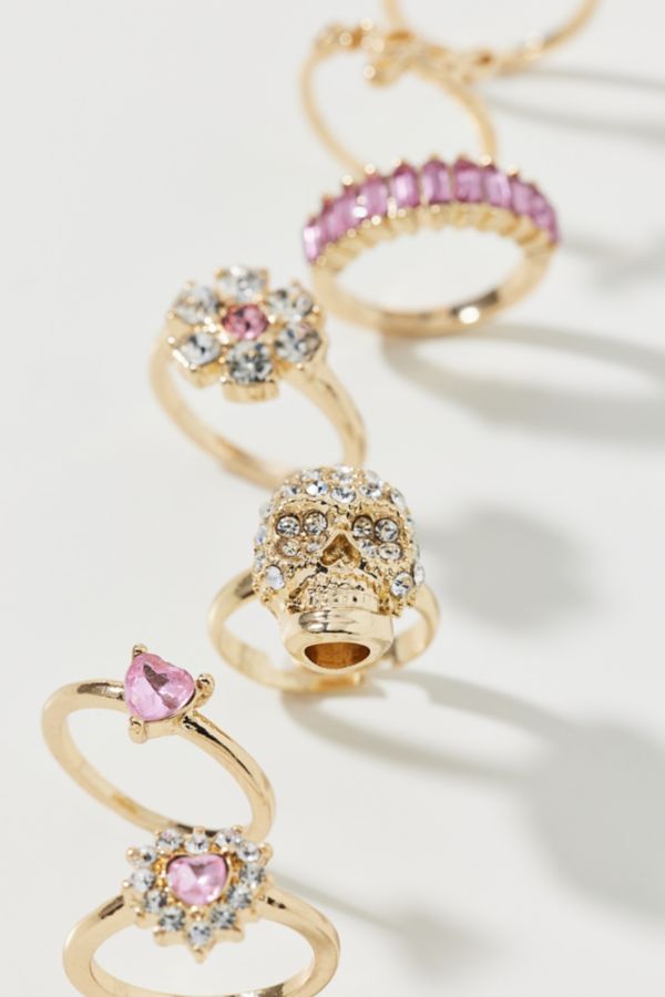 Slide View: 2: Ensemble de Bague en Or avec Pierre Rose