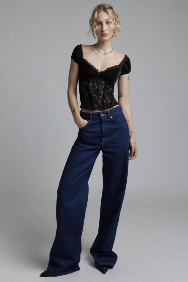 Slide View: 4: Kimchi Blue Elvira Velvet + Lace Puff Sleeve Blouse