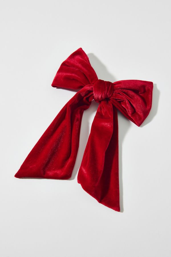 Slide View: 2: Large Velvet Hair Bow Clip