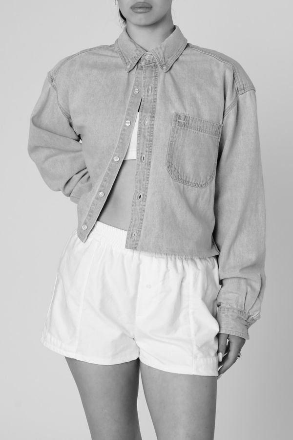 Slide View: 4: Rework Chambray Waist Crop