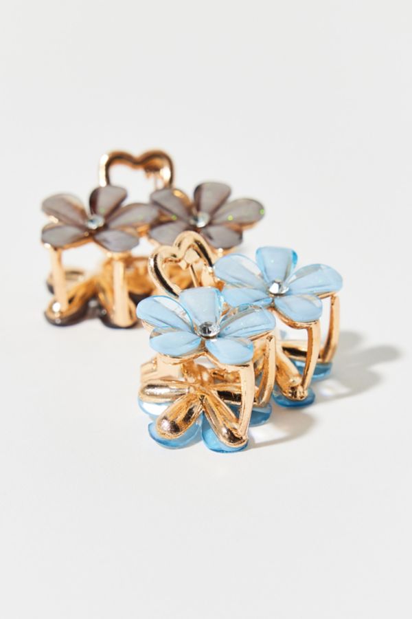 Slide View: 3: Floral Rhinestone Mini Claw Clip Set