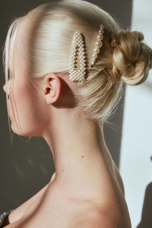 Slide View: 1: Rhinestone & Pearl Hair Clip Set