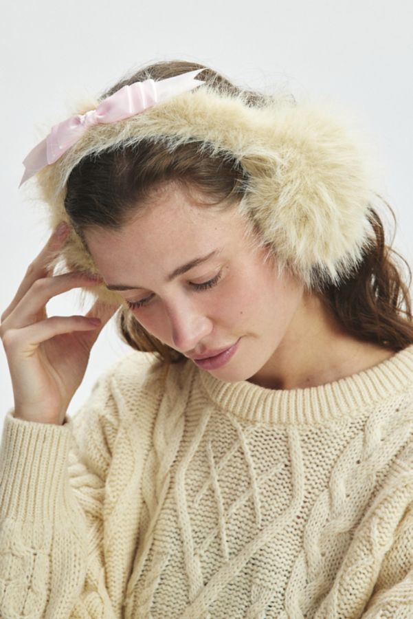 Slide View: 1: Faux Fur Bow Earmuffs