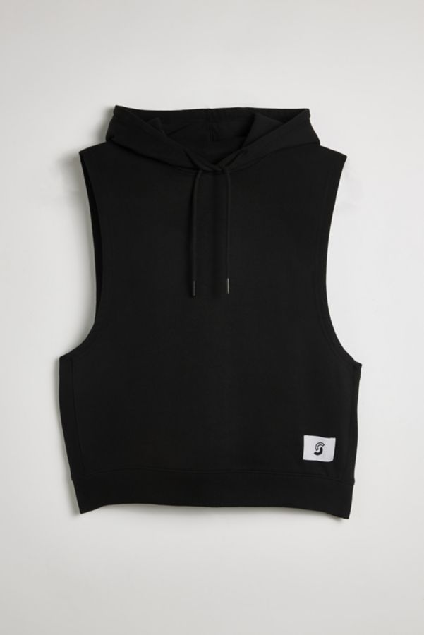 Slide View: 2: Standard Cloth Sleeveless Muscle Hoodie Sweatshirt