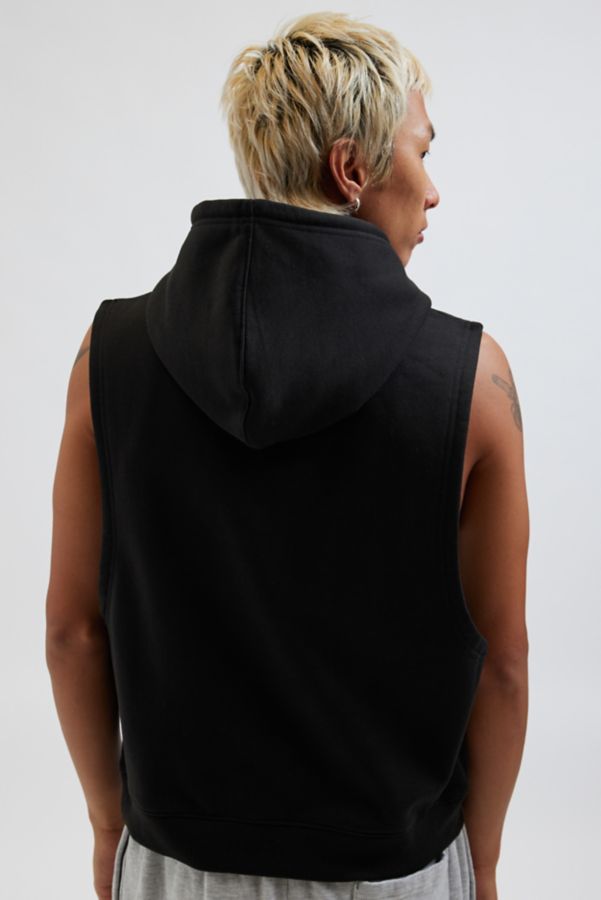 Slide View: 3: Standard Cloth Sleeveless Muscle Hoodie Sweatshirt