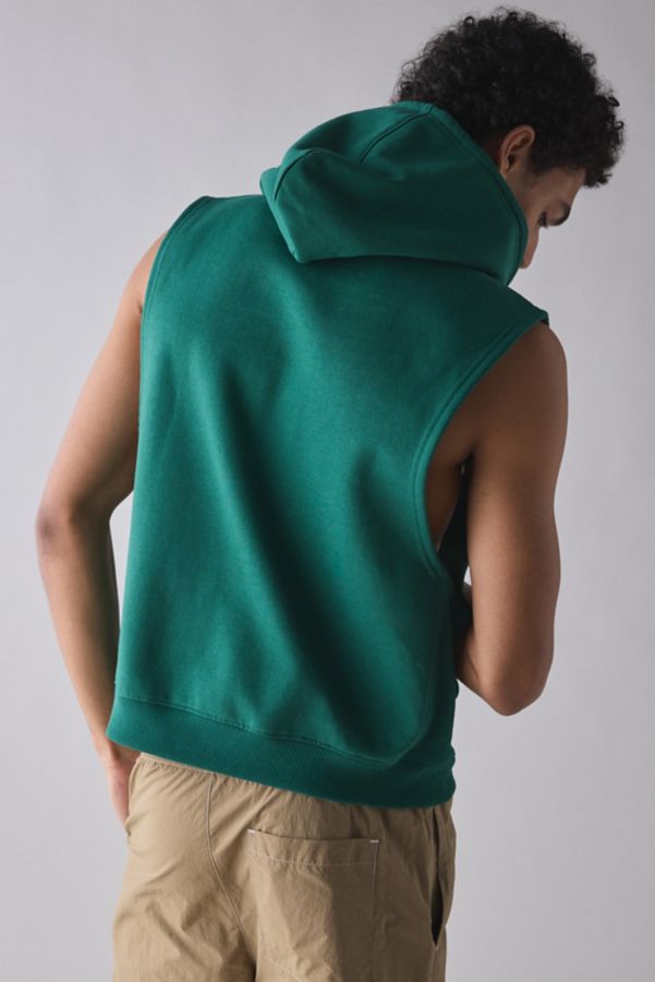 Slide View: 2: Standard Cloth Sleeveless Muscle Hoodie Sweatshirt