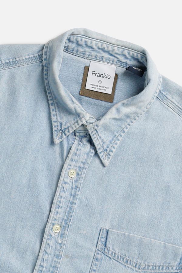 Slide View: 2: Rework Chambray Waist Crop Button Down Shirt 010