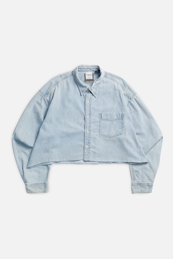 Slide View: 1: Rework Chambray Waist Crop Button Down Shirt 010