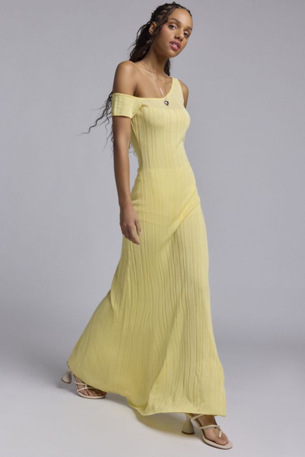 Slide View: 3: AFRM Hoda Sheer Asymmetric Sweater Maxi Dress