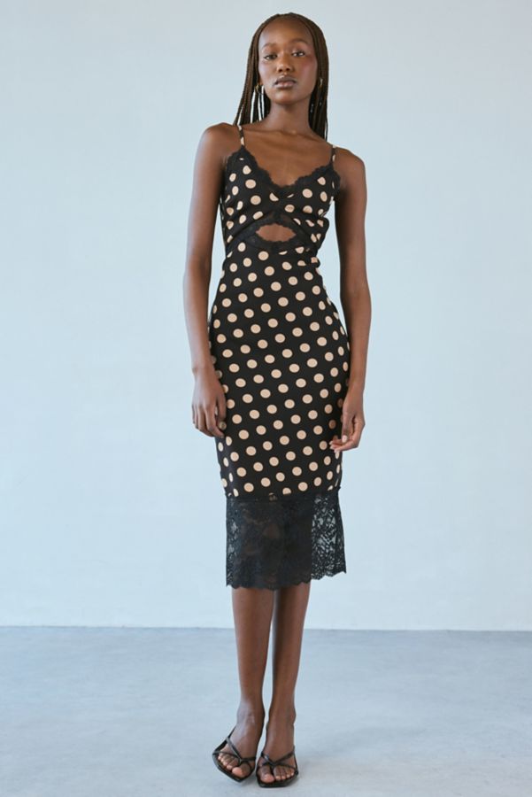 Slide View: 1: AFRM Josette Keyhole Cut-Out Lace Trim Midi Dress