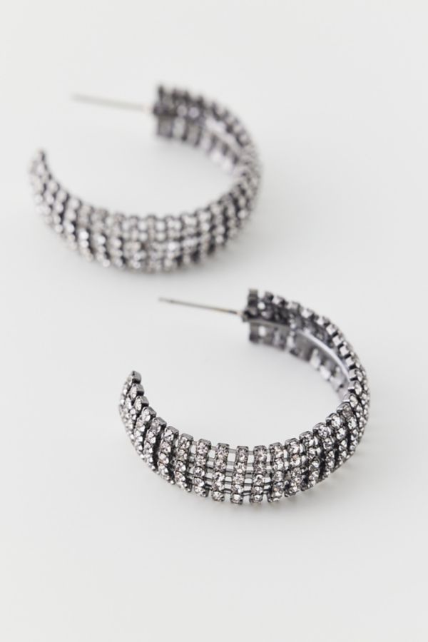 Slide View: 1: Boucles d'Oreilles Créoles Filet Strass