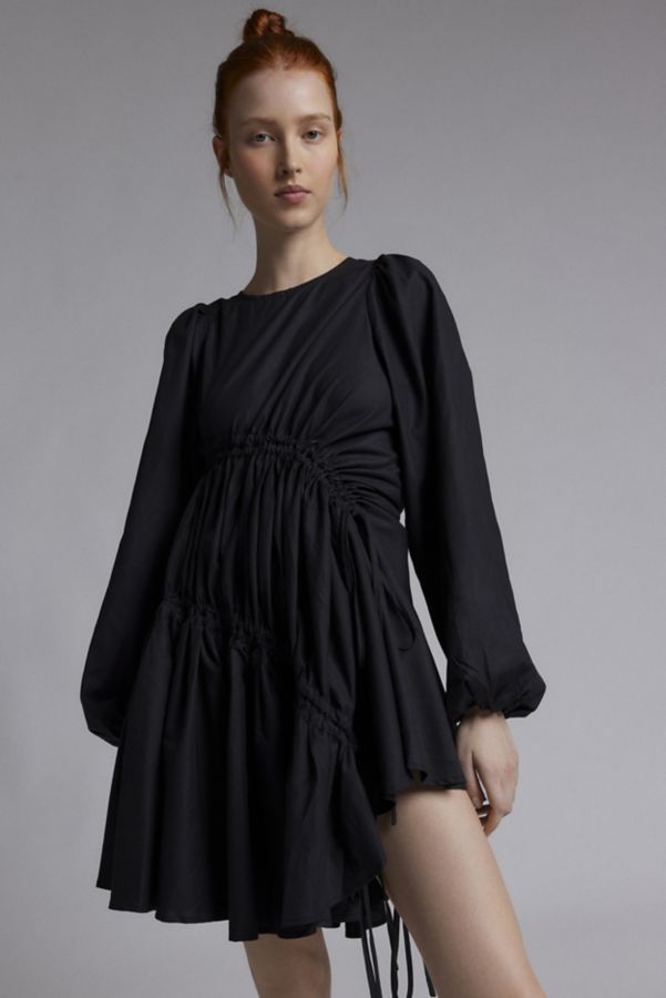 Slide View: 1: Ghospell Noor Ruched Asymmetric Mini Dress