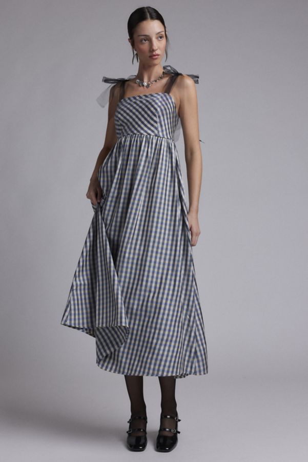 Slide View: 1: Sister Jane Cindy Check Bow Strap Midi Dress