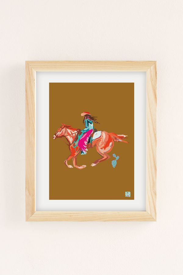 Slide View: 2: Tirzahlaneart Cowgirl On Horse Art Print