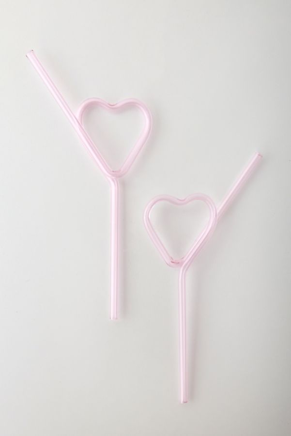 Slide View: 2: ban.do Heart Glass Straw Set